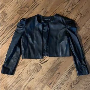 generation love cropped black leather jacket